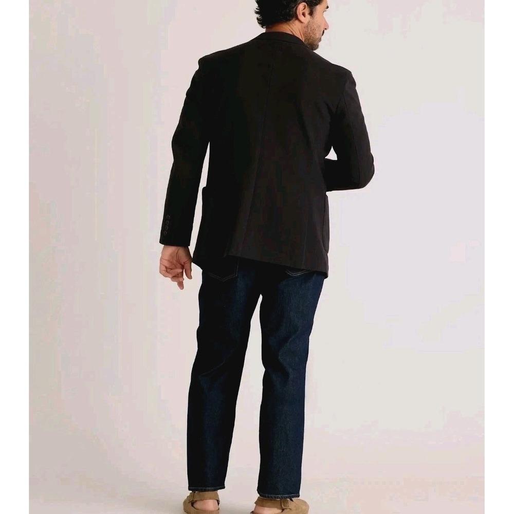Quince Organic Cotton Pique Knit Blazer Mens Large Black Sport Jacket NWT - Picture 12 of 13
